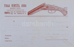 1926 Budapest VII. Fiala Vencel puskaműves reklámnyomtatvány számlaként felhasználva