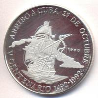 Kuba 1990. 10P Ag "Amerika felfedezése" (20g/0.999) T:PP Cuba 1990. 10 Peso Ag "Discovery of America" (20g/0.999) C:PP