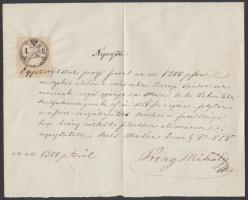 1858 Nyugta 4Fl okmánybélyeggel