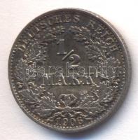 Német Birodalom 1906A 1/2M Ag T:1- kis ph.
German Empire 1906A 1/2 Mark Ag C:AU small edge error