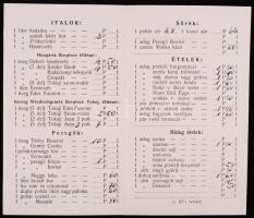 cca 1930 Kiskunfélegyháza Fürdő szálló étterme étlap