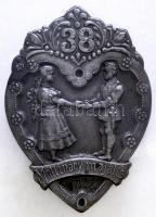 Osztrák-Magyar Monarchia 1917.V.27. "38. Gyalogezred - Mollináry Majális" tömör cink sapkajelvény (49x35mm) tű javított T:2 Austro-Hungarian Monarchy 1917.27.V. "38. Infantry Regiment - Mollinary Majális" solid zin cap badge (49x35mm) repaired pin C:XF