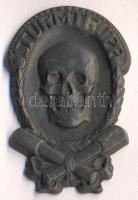 Osztrák-Magyar Monarchia 1914-18. "STURMTRUPP - Rohamcsapat" cink sapkajelvény (55x31mm) hátlapon jelzés: G. Gurschner Wien VII/2.-Sturmtrupp, tű nélkül T:2 Austro-Hungarian Monarchy 1914-18. "STURMTRUPP" zin cap badge (55x31mm) on back: G. Gurschner Wien VII/2.-Sturmtrupp., without pin C:XF