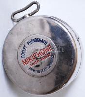1928 Mikiphone System Vadász zsebgramofon hozzá tartozó tűkkel és 6db amerikai bakelitlemezzel, hibá...