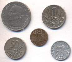 Szlovákia 1939-1942. 10h, 20h, 50h, 1K, 5K T:vegyes Slovakia 1939-1942. 10 Halierov, 20 Halierov, 50 Halierov, 1 Koruna, 5 Korun C:Mixed