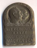 Osztrák-Magyar Monarchia 1914-1915. "Mackensen Szárazföldi Erők" tombak sapkajelvény (26x18mm)hátlap aranyozott,tű nélkül T:2 Austro-Hungarian Monarchy 1914-1915. "Heeresgruppe Mackensen - Mit Vereinter Kraft" tombac cap badge (26x18mm) back gilt, without pin C:XF