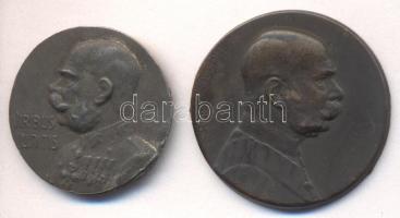 Osztrák-Magyar Monarchia ~1914-1916. 2db klf cink "Ferenc József" sapkajelvény tű nélkül T:2- Austro-Hungarian Monarchy 1914-1916. "Franz Joseph" two different zin cap badges without pin C:VF