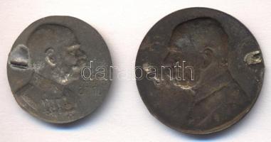 Osztrák-Magyar Monarchia ~1914-1916. 2db klf cink "Ferenc József" sapkajelvény tű nélkül T...