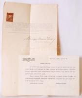 1939 Színyei Merse Jenő politikus aláírásai 2 db levélen