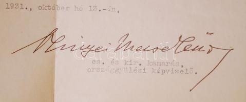 1939 Színyei Merse Jenő politikus aláírásai 2 db levélen