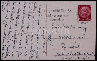 1934 Lyka Antal FTC labdarúgó saját kézzel írt lapja Németországból