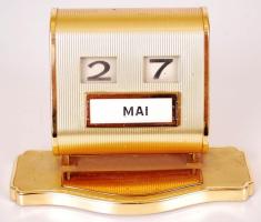 Retró, fém, asztali mechanikus naptár /  Retro calendar, 7x9cm