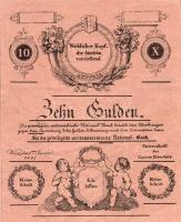 1841-es "10 Gulden-es" bankjegy 1845-ös színes facsimile kiadása, ehhez a hamisítvány részletes leírása RRR!!!