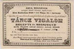 1845- Alsó Kubin / nyomorenyhítési sorsjegy T:I RRR!!!