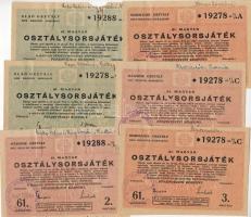 1948. 61. magyar osztálysorsjáték 6 klf db T:I,II,III,IV