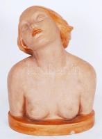cca 1930 Női akt, kerámia lámpatest (talapzaton egy-két lepattanás) /  Female nude, ceramic lampshade (minor faults), 27x20x12cm