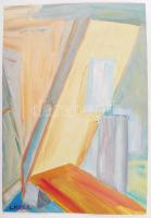 Lieber Éva (1932-2005): Belső tér, gouache, papír, jelzett, 40,5x28cm