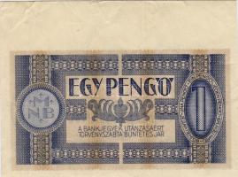 1938. 1P 16mm felső ívszéllel, nyomdai töréssel T:II