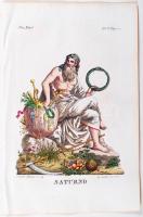 Saturno. Színezett rézmetszet az 1823-ban Milánóban kiadott Dizionario d'ogni mitologica e antichita vol. V illusztrációi közül, 15x23 cm