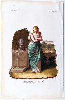 Semplicitá. Színezett rézmetszet az 1823-ban Milánóban kiadott Dizionario d'ogni mitologica e antichita vol. V illusztrációi közül, 15x23 cm