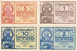 1919. Ganz Törzsgyár 1K, 2K, 5K, 10K 4klf db T:I-,II Sorszám nélkül! R!