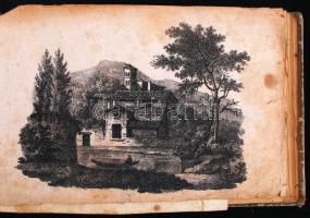 1836-1837 Emlékkönyv magyar és német nyelvű beírásokkal, 3db litográfiával és 2db rézmetszettel, festett, aranyozott félbőr kötésben, aranyozott lapszélekkel (az utolsó oldalakon egy-két modern bejegyzés)