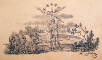 1836-1837 Emlékkönyv magyar és német nyelvű beírásokkal, 3db litográfiával és 2db rézmetszettel, fes...