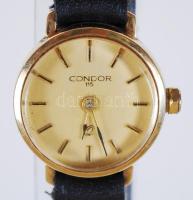 Condor 115 14K arany (Au) női quartz karóra, jól jár /  14ct gold quartz ladies' wristwatch, works well