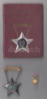 1952. Sztahanovista kitüntetés miniatűrrel tokban, adományozói igazolvánnyal T:2(doboz sérült)