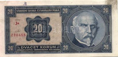 Csehszlovákia 1926. 20K (2x) T:II(hajtatlanok) Czechoslovakia 1926. 20 Korun (2x) C:XF(unfolded)