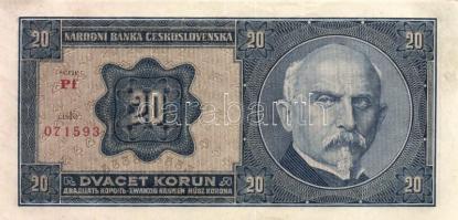 Csehszlovákia 1926. 20K (2x) T:II(hajtatlanok)
Czechoslovakia 1926. 20 Korun (2x) C:XF(unfolded)