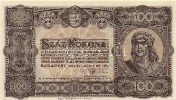 1923. "Magyar Pénzjegynyomda Rt" 100K T:I