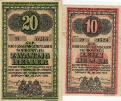 1916. Sopronnyék/ hadifogolytábor 10f,20f T:III/IV