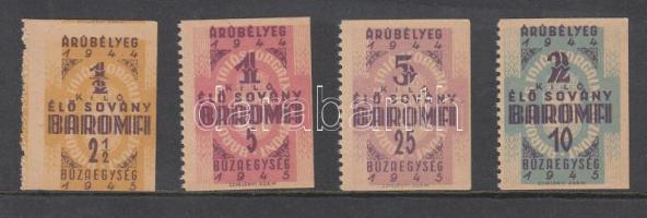 1945. 4db Árubélyeg 1/2kg + 1kg + 2kg + 5kg "Élő Sovány Baromfi" T:I