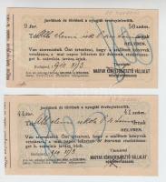 Budapest 1910. "Magyar Könyvterjesztő Vállalat Rt." 5K és 10K részletösszeg befizetéséről nyugta T:I-