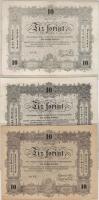 1848. 10Ft "Kossuth-bankó" 3 klf erősen elütő színvariáció T:II,II+
