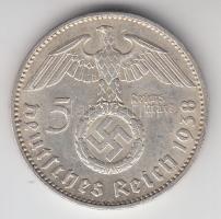 Német 3. Birodalom 1938J 5M Ag "Hindenburg" T:2-
German Third Reich 1938J 5 Marks Ag &quot...
