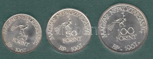 1967. 25Ft Ag + 50Ft Ag + 100Ft Ag "Kodály" sor eredeti MNB tokban(zöld) T:BU