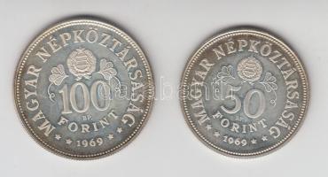 1969. 50Ft Ag + 100Ft Ag "Tanácsköztársaság" pár T:PP Csak 3000db! Eredeti banki csomagolásban(kék)!
