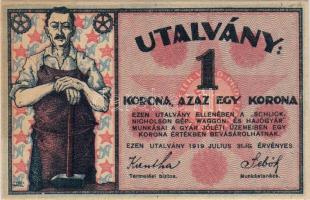 1919. "Schlick-Nicholson" 1K 2db erős papírránccal T:I