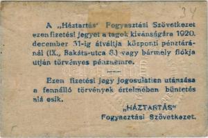 1920. Háztartás Fogyasztási Szövetkezet 20f T:II