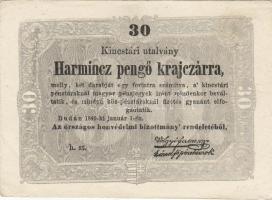 1849. "Kossuth bankó" 30Kr T:II+ Csak egyszer hajtva, erősen ferdén nyomva!