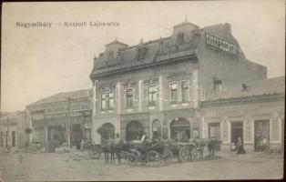 Nagymihály Kossuth street, pharmacy, Gambrinus cinema pub, Glück Mór's shop