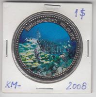 Palau 2008. 1$ "Cserepes teknős" T:BU Palau 2008. 1 Dollar "Multicolor Hawksbill turtle" C:BU