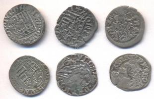 1482-1490. Denár "I. Mátyás" (6x) T:2-,3 Huszár 719;720;722;724 Unger I.: 565;566;567;569