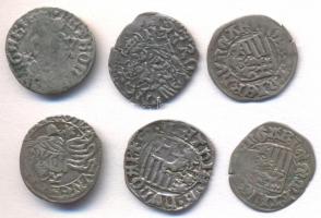 1482-1490. Denár "I. Mátyás" (6x) T:2-,3
Huszár 719;720;722;724 Unger I.: 565;566;567;569