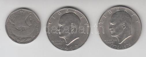 Amerikai Egyesült Államok 1972-1976. 1$ "Eisenhower" (2x) + Portugália 1988. 50Esc T:vegye...
