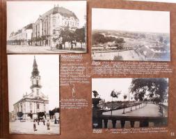 1932 / 1934 Fotóalbum két, Magyarország területén tett harcászati utazás képi dokumentációjával, 2db térképpel, rengeteg városképes fotóval, képeslapokkal, kivágásokkal, képmagyarázatokkal, egészvászon kötésben
