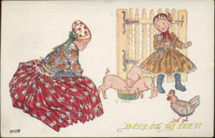 Újév, folklór, az Országos Anya- és Csecsemővédő Egyesület kiadása s: Undi. M