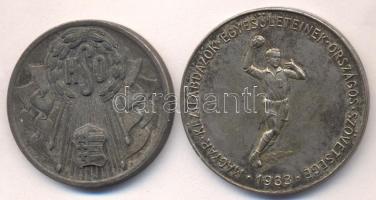 1947. "Magyar Kézilabdázók Egyesületeinek Országos Szövetsége" ezüstözött díjérem + 1848. "OSH Népi Sportjátékok" fém emlékérem T:2